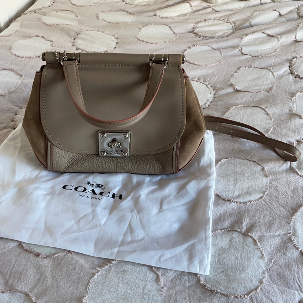 Coach tan leather and suede Drifter Crossbody Bag